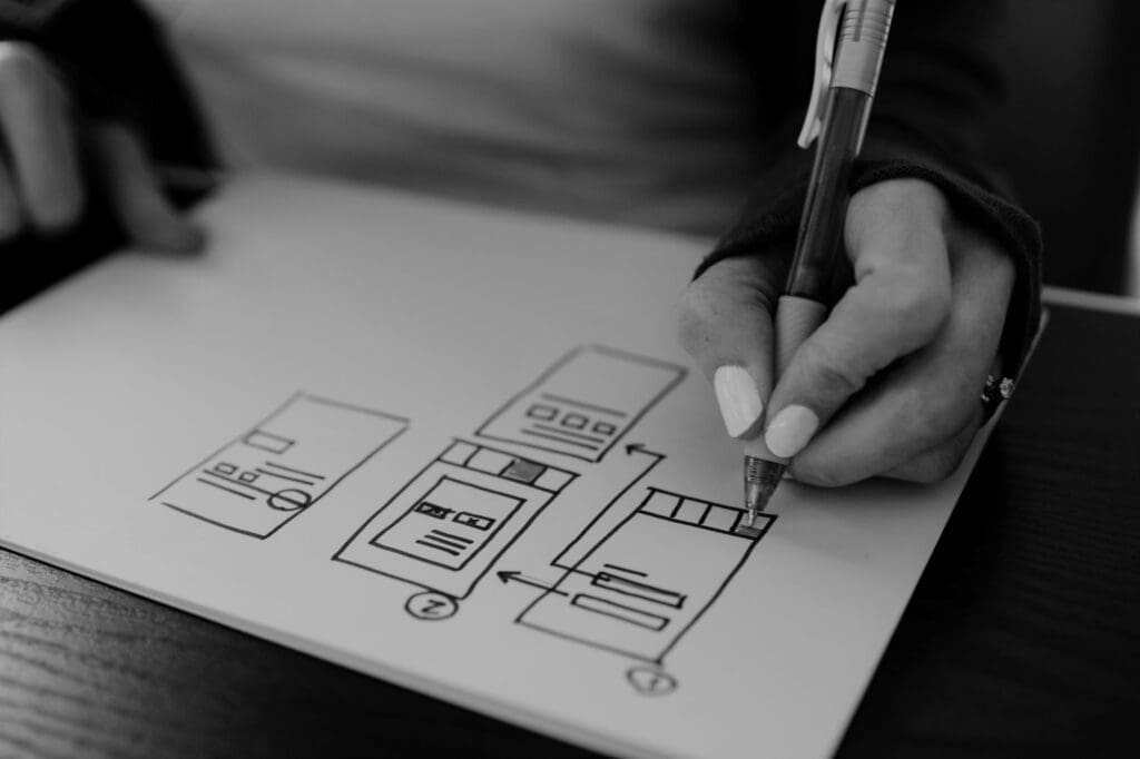 Hand drawing website plans